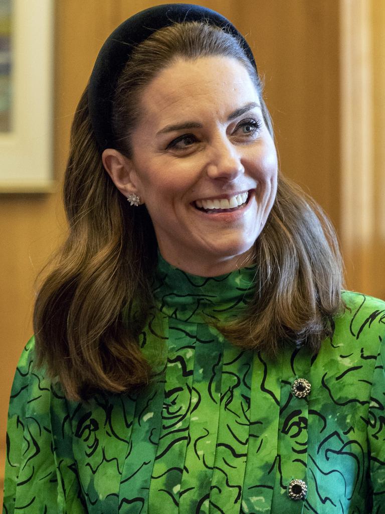 Kate in a Alessandra Rich frock and headband in Ireland in March 2020. Picture: Arthur Edwards/WPA Pool/Getty Images