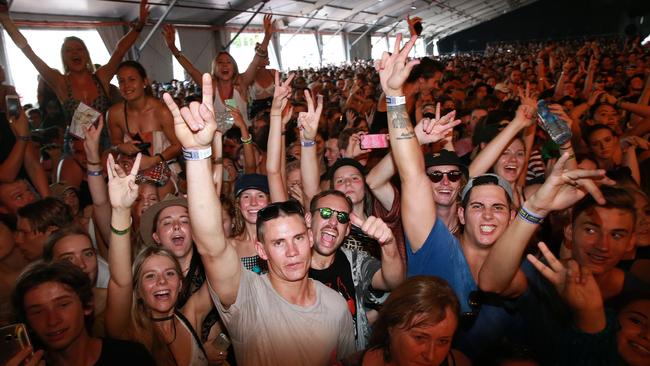 Australians love listening to Australian music, like this crowd at one of Tash Sultana’s sets. Picture: Claudia Baxter