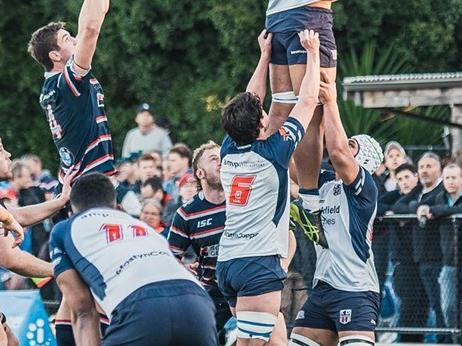 Eastwood's Rob Lagudi takes a lineout during their Shute Shield clash against Eastern Suburbs at Woollahra Oval. Picture: Tadas Photography