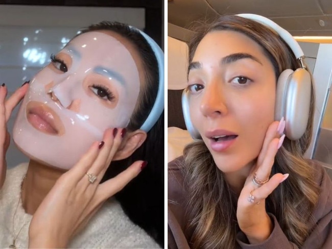 5 of the best collagen masks to leave your skin looking radient. Picture: TikTok/@ellen.vlora, TikTok/@amelia.liana