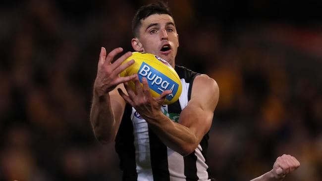 Scott Pendlebury is nursing a sore hand. Picture: Michael Klein