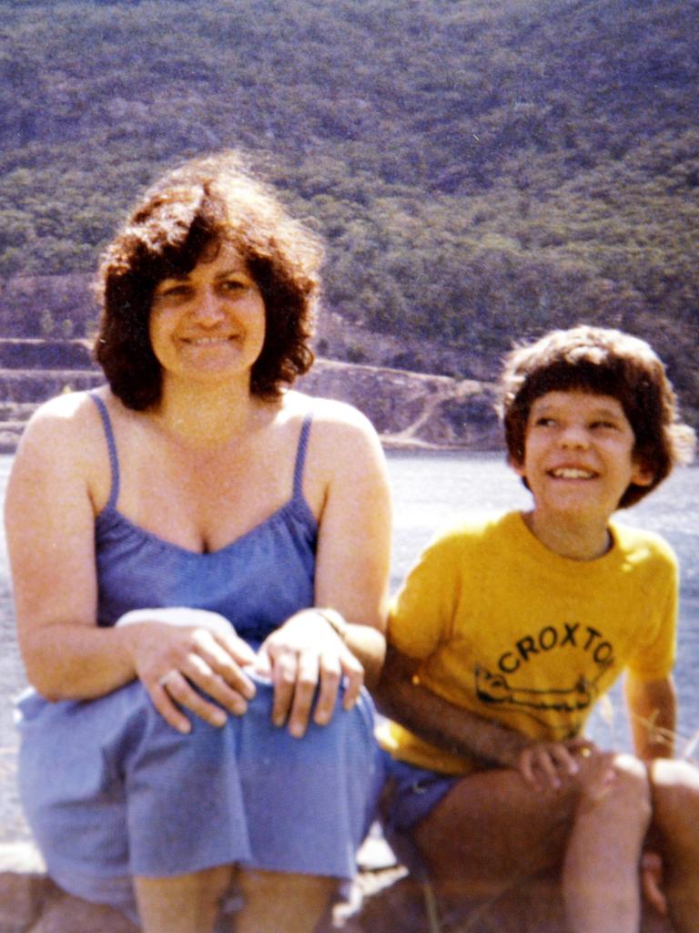 Ms James and her son Adam at the Grampians in January 1980.