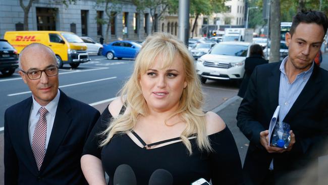 Rebel Wilson walks out of the Court of Appeal on April 19. Picture: Getty