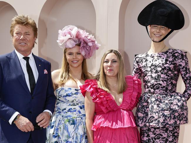 Richard Wilkins and his children Rebecca, Estella and Christian at the 2022 Oaks Day at Flemington Racecourse. Picture: Getty Images