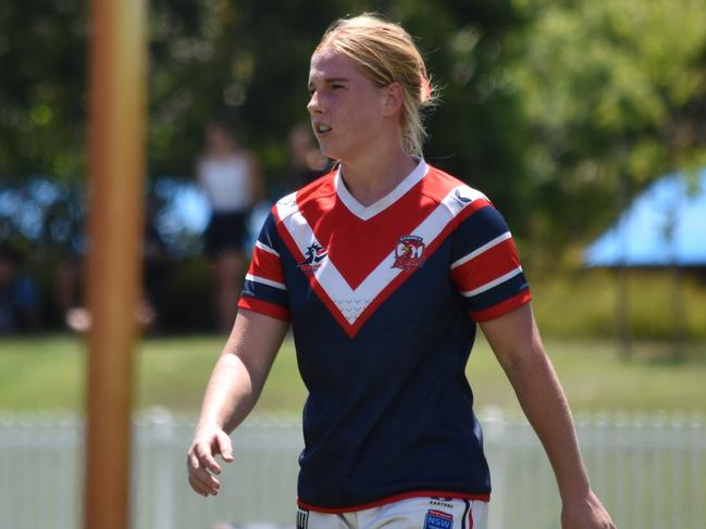 Lailani Montgomery had a hand in everything for the Roosters at Henson Park. Picture: Sean Teuma