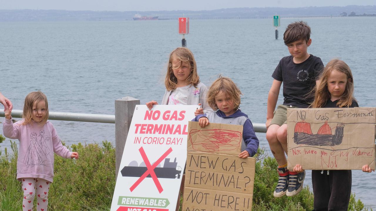 Residents protesting against the terminal plan. Picture: Mark Wilson