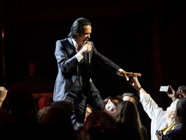 Nick Cave and Warren Ellis performing at Sydney Opera House in their 2022 Carnage tour. Picture: Daniel Boud