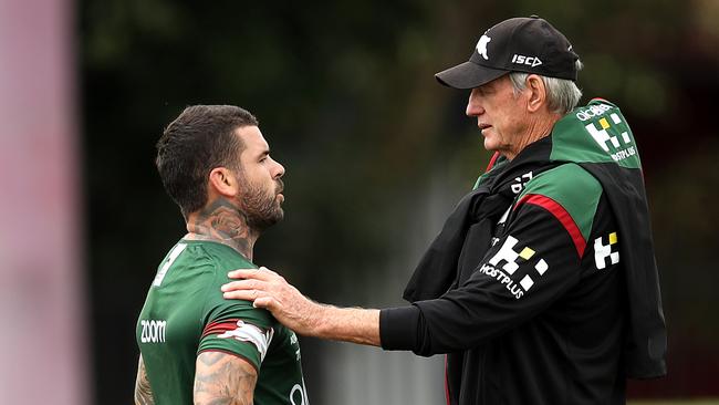 Wayne Bennett has developed a close bond with South Sydney Rabbitohs players. Picture: Phil Hillyard.