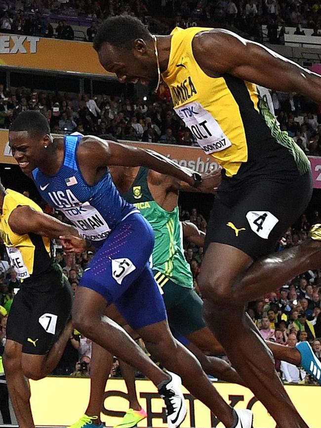 Coleman pips Bolt in the legend’s farewell. Picture: AFP PHOTO/Kirill Kudryavtsev