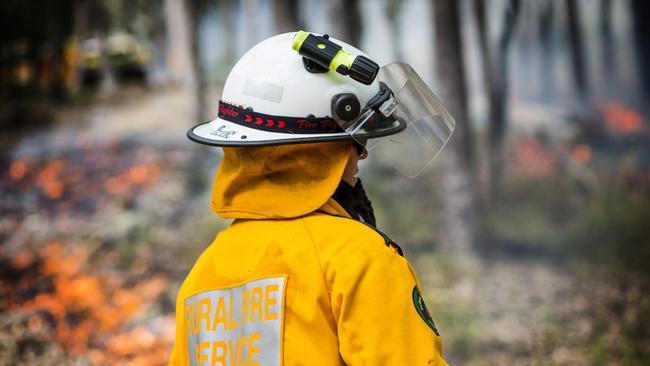 Emergency services attempting to control and extinguish the blaze. Picture: Queensland Fire and Emergency Service