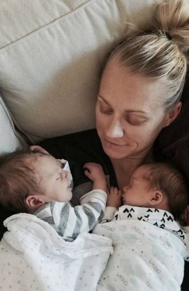 Erin Phillips with her children Blake and Brooklyn.