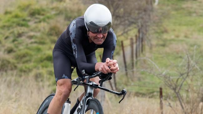 Peter Milostic racing the road race at the recent NSW cycling championships.