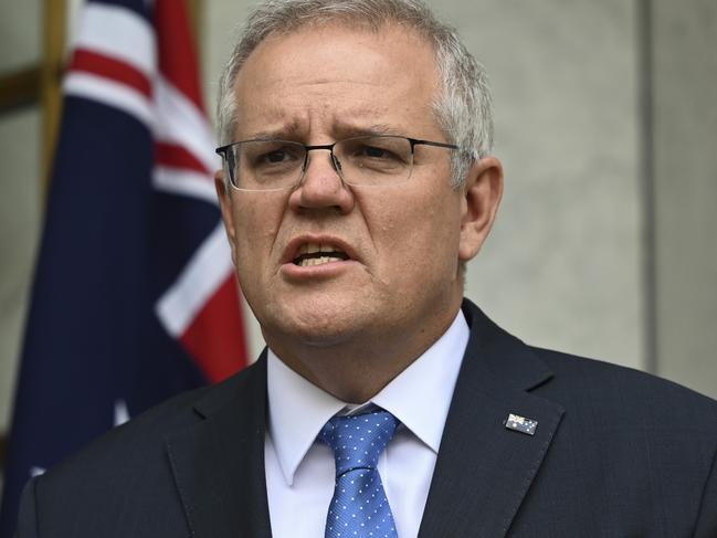CANBERRA, AUSTRALIA - NewsWire Photos JULY 2, 2021: Prime Minister Scott Morrison holds a press conference after the National Cabinet meeting at Parliament House. Picture: NCA NewsWire / Martin Ollman
