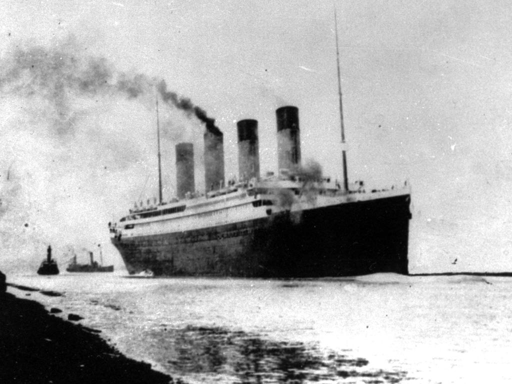 The Titanic departs Southampton, England, for her maiden Atlantic Ocean voyage to New York on April 10, 1912. The luxury passenger liner sank after striking an iceberg. Picture: AP