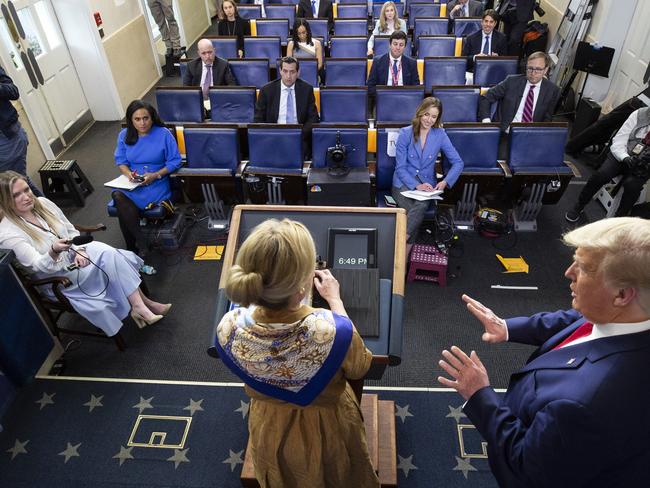 Social distancing in the James Brady Press Briefing Room of the White House. Picture: AP