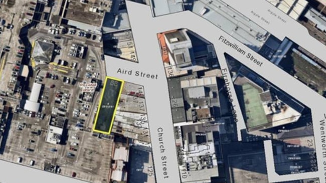 The site, framed in yellow, will be where the hotel will be built.