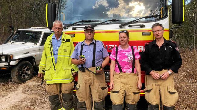 Dennis Buckley, Jeff Campbell, Tamara Houghton and Chris Mattock, from the Esk Auxiliary Fire Brigade. Picture: Brad Weir