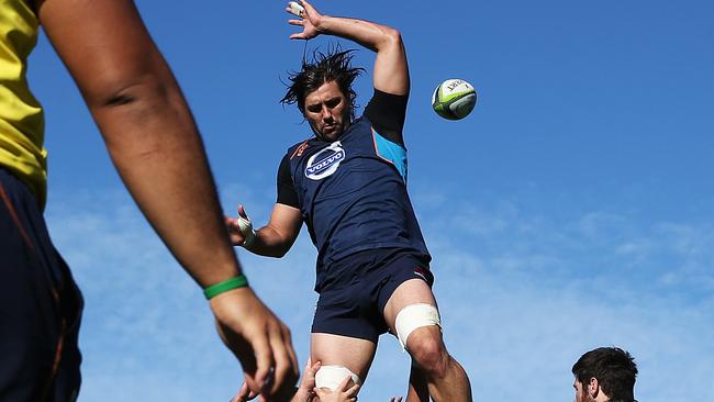 Jacques Potgieter during the Waratahs line-out practice at training ahead of huge game against Brumbies on Saturday. pic. Phil Hillyard