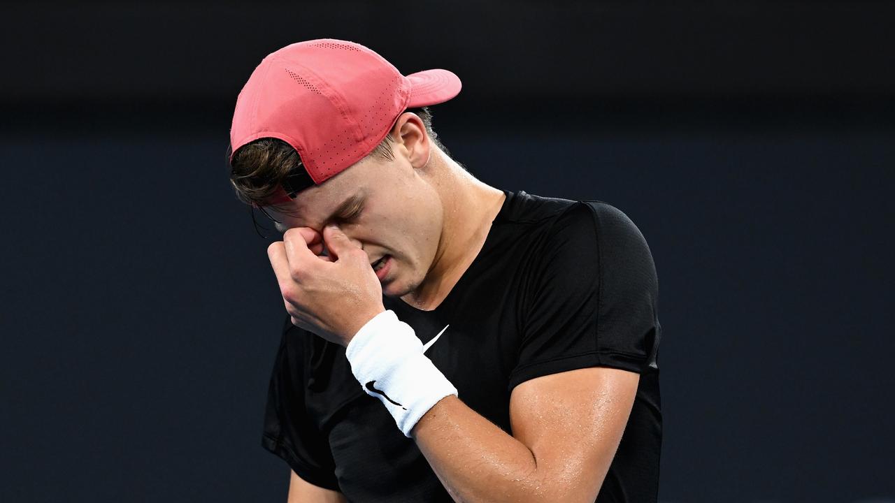 Rune lost his cool in his final match against Grigor Dimitrov of Bulgaria at the Brisbane International. Picture: Getty Images