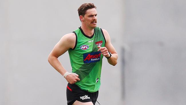 Joe Daniher runs laps at their Tullamarine headquarters. Picture: Getty Images