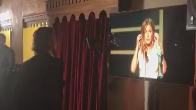 Brad Pitt watches as Jen Aniston wins her award (ET)