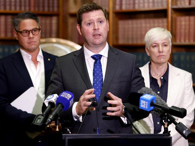 Scott Farlow speaking at a press conference at NSW Parliament House on Friday. Picture: NewsWire / Damian Shaw