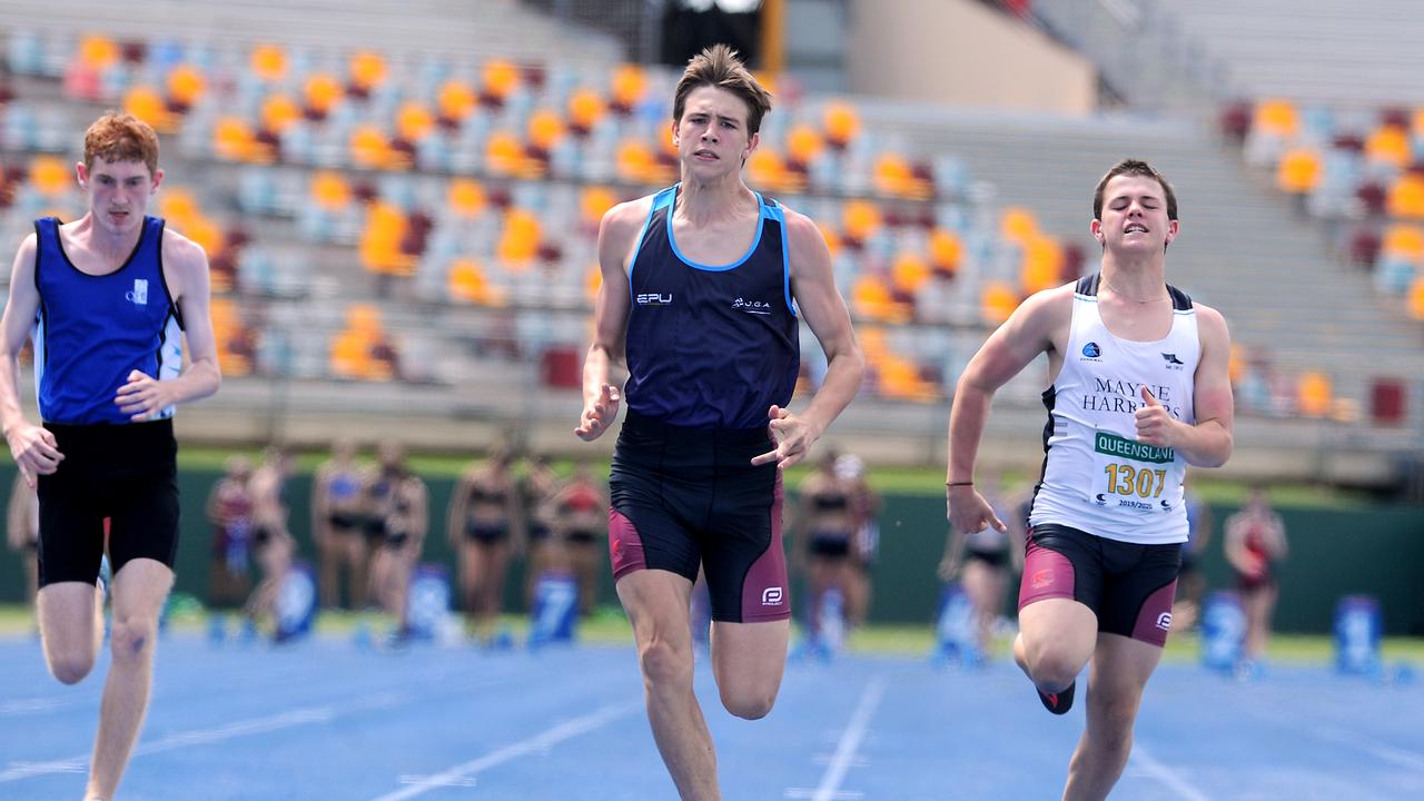 Nicholas Denny, Mens 100m u/15 Queensland athletic state titles. Saturday March 13, 2021. Picture, John Gass