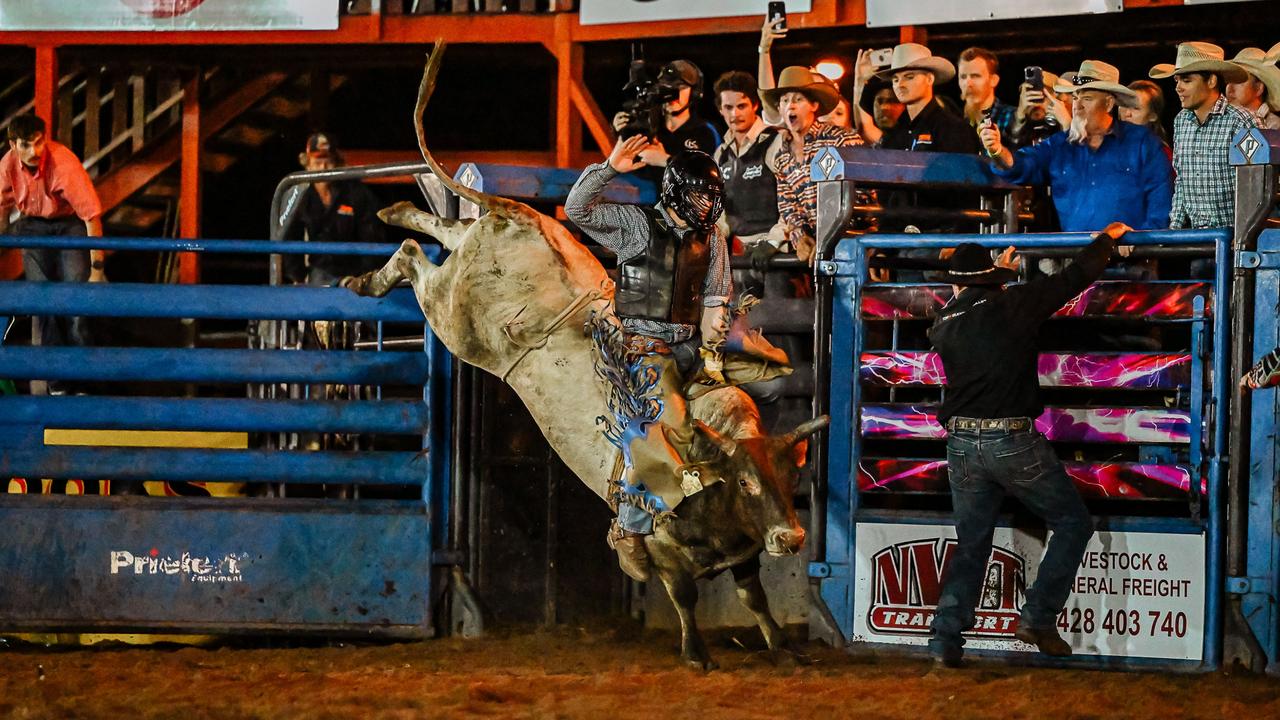 Braedon Stubbs on Kryptonite at the first Noonamah Rodeo of 2023. Picture: Valley Photography.