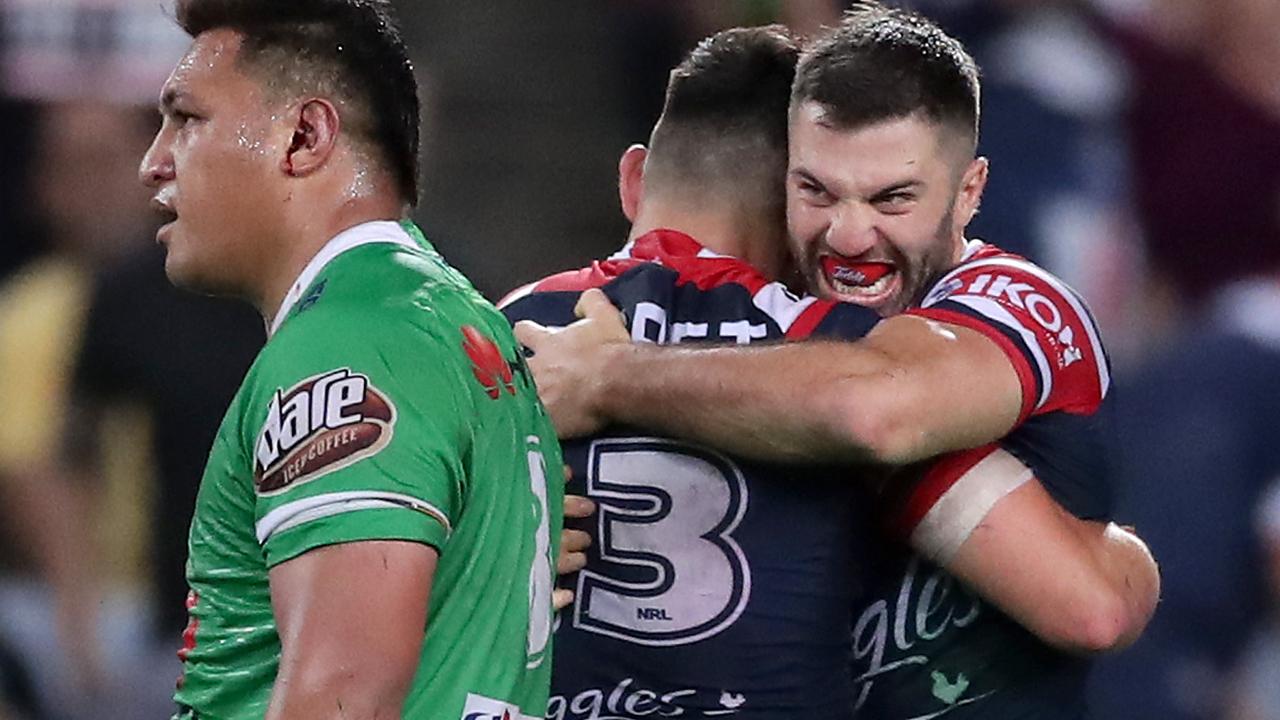 Elation for the Roosters, heartbreak for the Raiders. Photo: Matt King/Getty Images