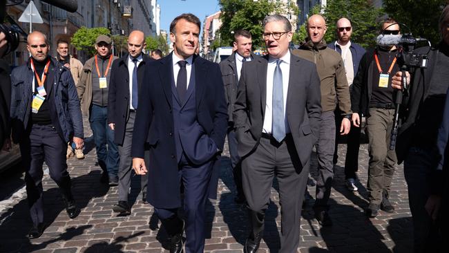 British Prime Minister Sir Keir Starmer with French President Emmanuel Macron in Kyiv on Saturday. Picture: Stefan Rousseau/Getty Images
