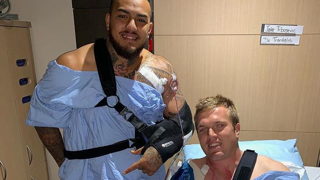 Addin Fonua Blake and Jake Trbojevic are both set to play despite racing the clock to recover from shoulder surgery. Picture: Instagram.