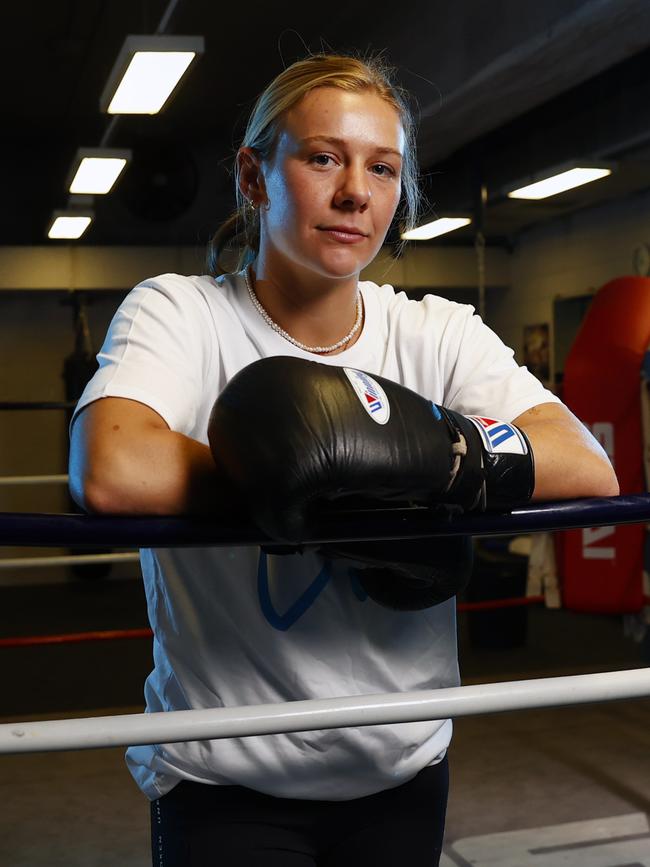 Pictured at Sydney Uni Sports and Aquatic Centre at Darlington in Sydney is boxer Ella Boot. Picture: Richard Dobson