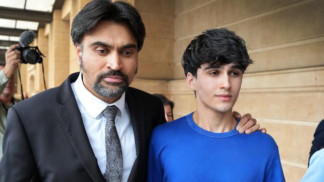 ADELAIDE, AUSTRALIA – NewsWire Photos OCTOBER 22, 2024: Dhirren Randhawa (R), leaving court. Dhirren Randhawa, the driver who struck Charlie Stevens, has been sentenced at Adelaide District Court today. Picture: NewsWire / Dean Martin