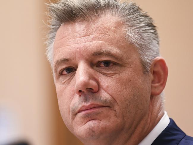 CANBERRA, AUSTRALIA, NewsWire Photos. FEBRUARY 23, 2024: Seven West Media CEO, James Warburton appears before a Public Hearing of The Communications Legislation Amendment (Prominence and Anti-siphoning) Bill at Parliament House in Canberra. Picture: NCA NewsWire / Martin Ollman