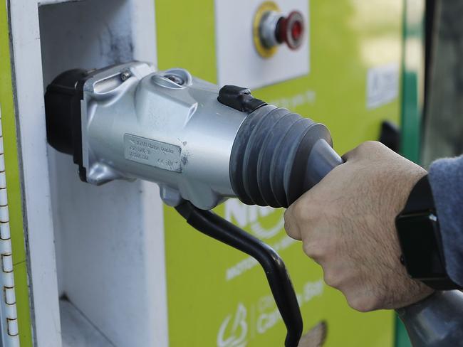 Generic picture of an electric car charging station in Sydney on Friday, July 21, 2017. (AAP Image/Daniel Munoz)