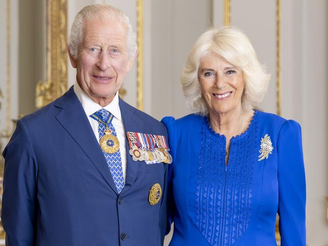 They’re on their way: the official Australian tour portrait of His Majesty King Charles III and Queen Camilla at Buckingham Palace in London, England. Picture: Supplied