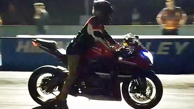 Reece Tjung, pictured riding a motorbike, was busted speeding at 175km/h. Picture: Facebook