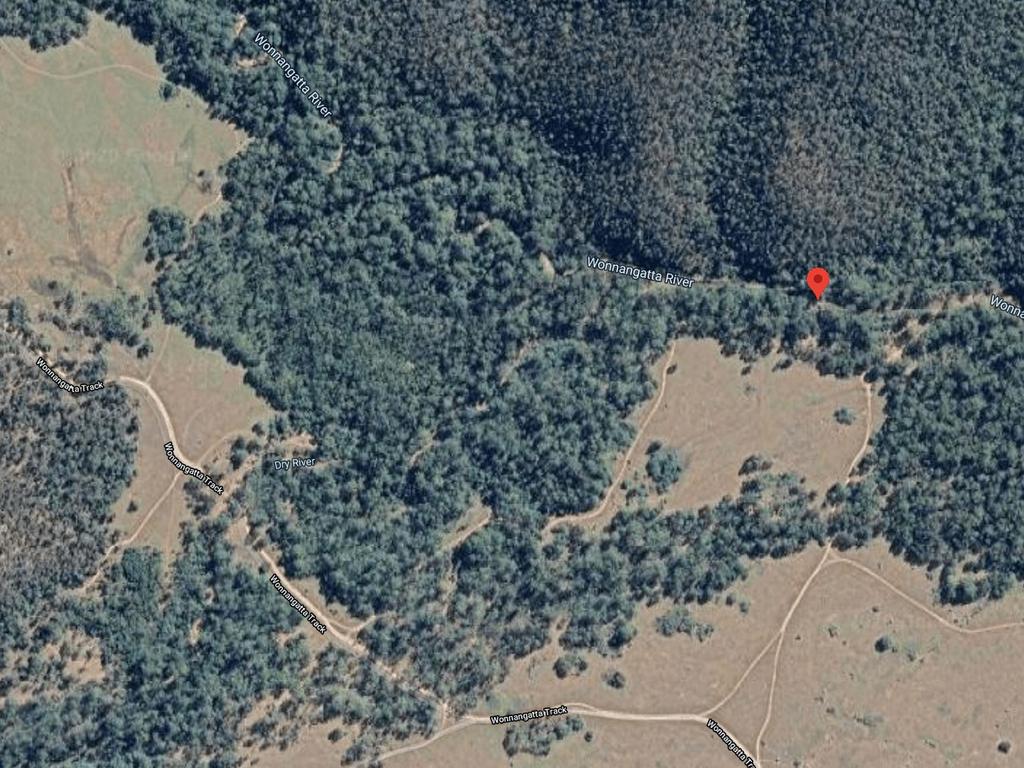 An aerial view of where Russell Hill and Carol Clay were believed to be camping.