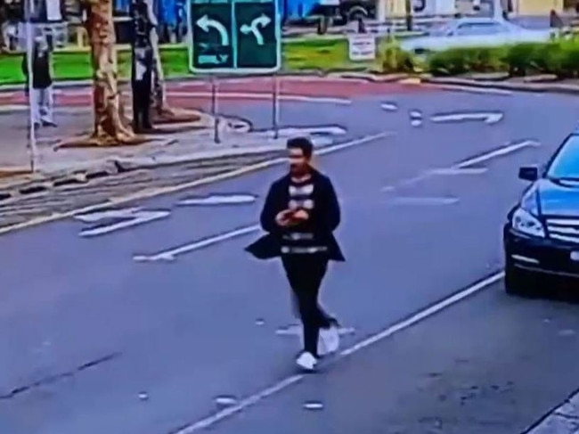 CCTV captured the moment the father ran after the car yesterday. Picture: 9 News