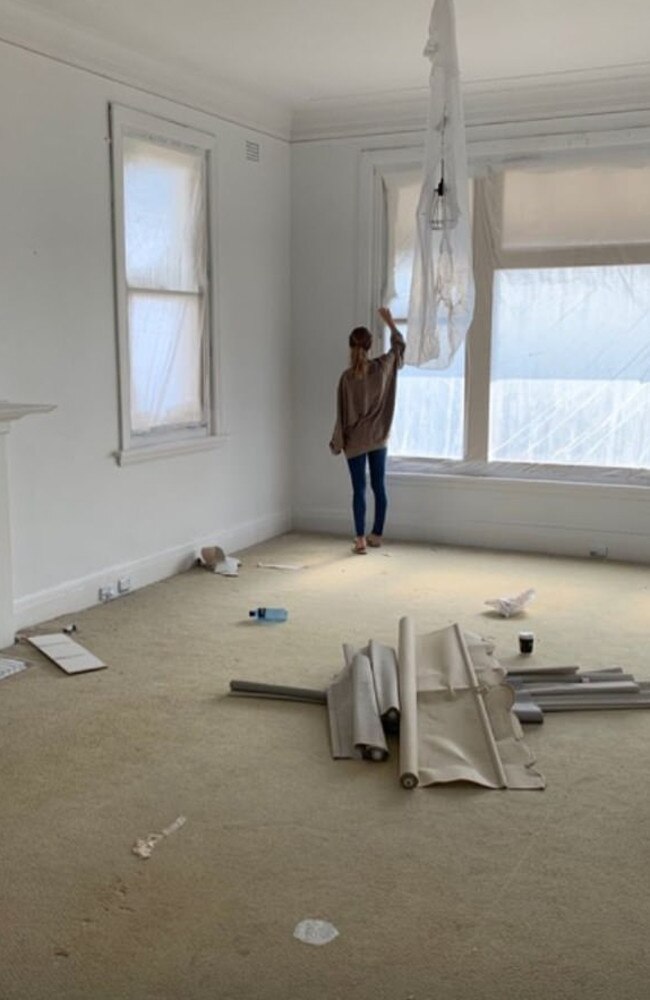 All ceilings, doors, windows and walls throughout the home were repainted white. Picture: Instagram