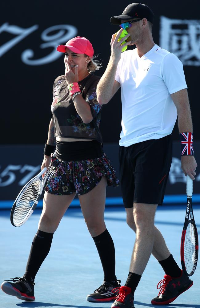 Knee-socks: Bethanie Mattek-Sands, pictured with Jamie Murray, is known for her unorthodox tennis outfits. Picture: Getty Images