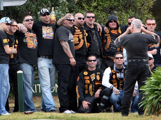 Bandidos members pose for a photo out front of the service.