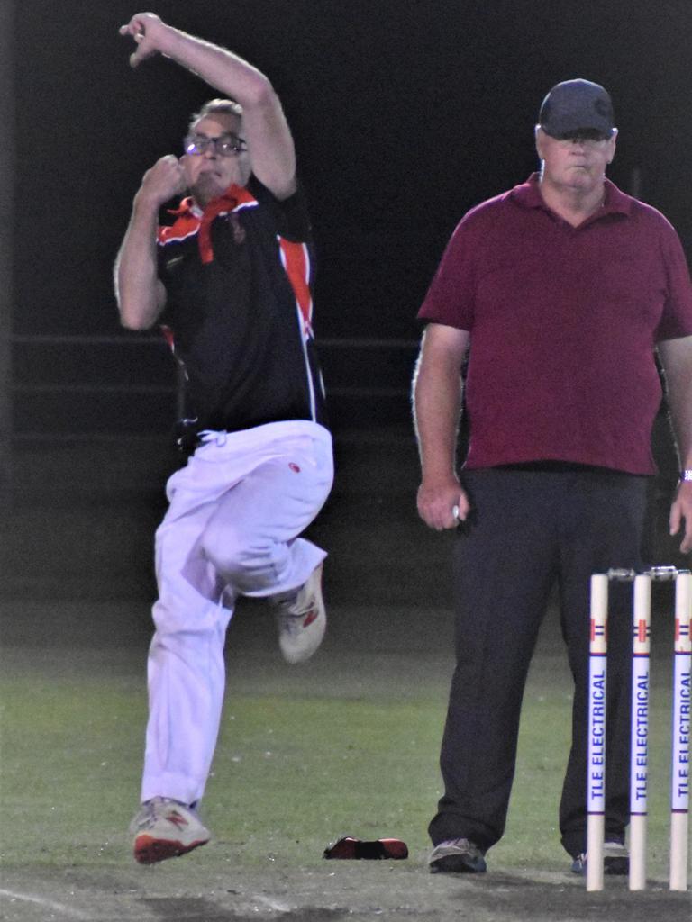 Doug Harris bowling for Lawrence in the 2020/21 CRCA Cleavers Mechanical Twenty20 Night Cricket round 8 clash against TLE Tucabia Copmanhurst at McKittrick Park on Wednesday, 9th December, 2020. Photo Bill North / The Daily Examiner