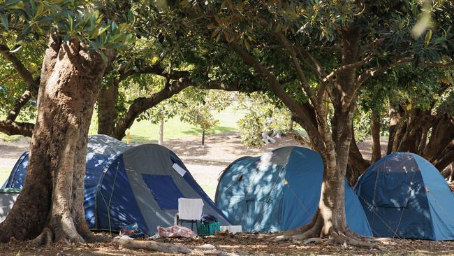 Tents at Musgrave Park in South Brisbane.