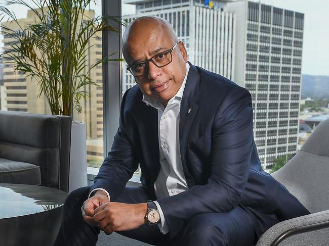 Sanjeev Gupta poses in his city office on the 10th floor of the EY  building in Adelaide Tuesday,October,22,2024.Picture Mark Brake