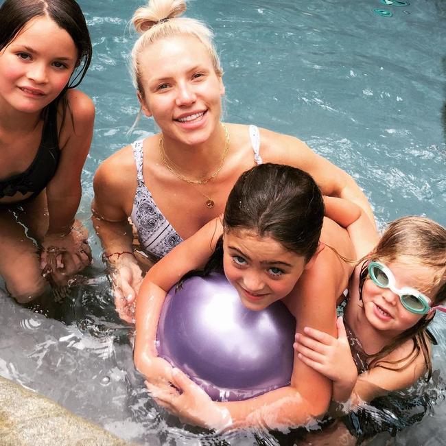 Sharna Burgess with Brian Austin Green’s children Bodhi, Noah and Kassius. Picture: Instagram