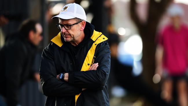 Broadview coach Nathan Grainger has his side in fifth spot after 13 rounds. A win this Saturday against sixth side Henley would give the Tigers a two game buffer over the Sharks. Picture: AAP/Mark Brake