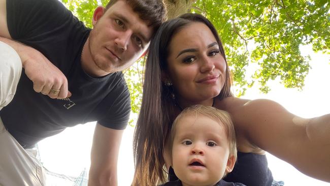 Lisa and Reece with their son Luca. Picture: @lisaacoffee / CATERS NEWS