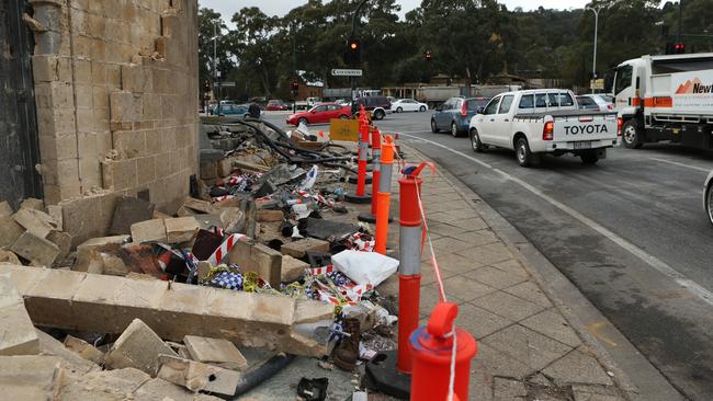 The scene of the horrific 2014 double-fatal accident at the base of the South-Eastern Freeway. Picture: Tait Schmaal.