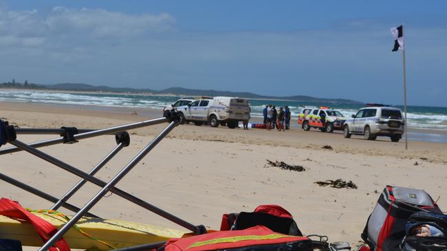 Rescue workers at Wooli Beach. Picture: Nikki Voss/Triple M